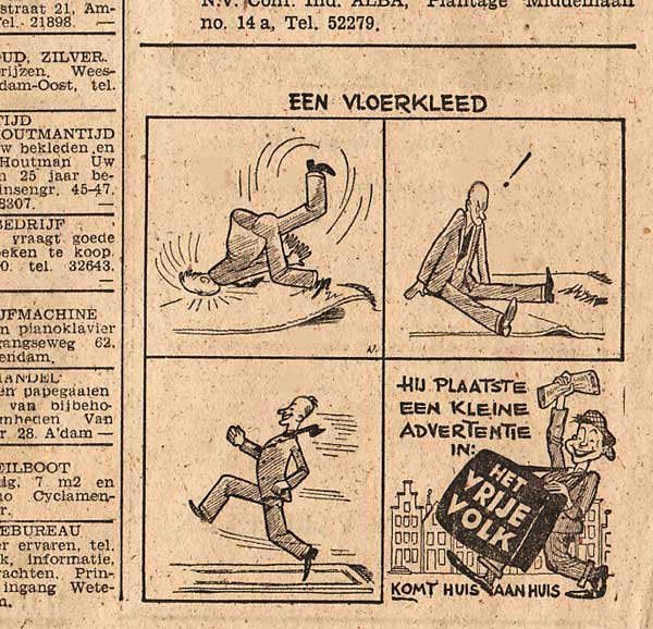 reclame voor de zoekertjes in Het Vrije Volk uit 1947