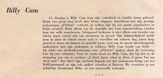 Billy Cam keert terug naar de VS