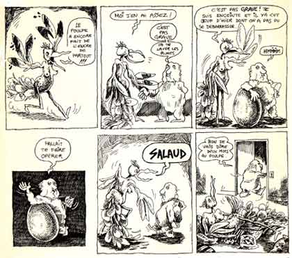comic from Le Canard Sauvage by Depralon (1974)