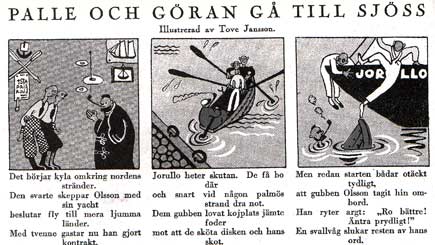 Palle och Goran ga Till Sjoss, art by Tove Jansson