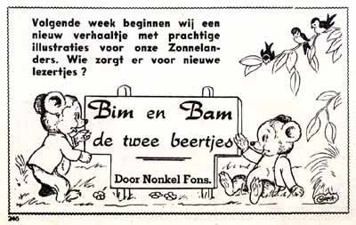 Announcement of a story by Nonkel Fons, 1956