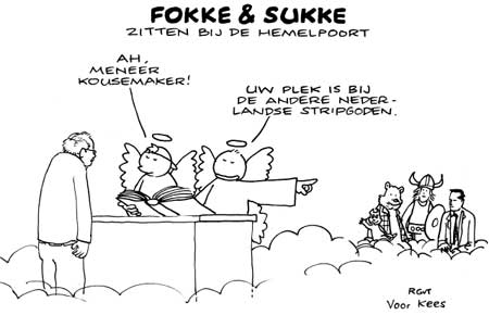 Fokke en Sukke tribute to Kees Kousemaker, original drawing by Jean-Marc van Tol and printed in the NRC Handelsblad 29 April 2010