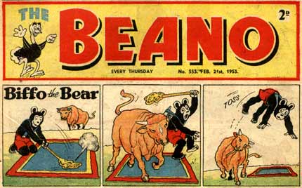 Biffo th Bear in Beano, 1953, by Dudley D. Watkins
