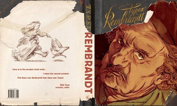 Typex signeert zijn graphic novel Rembrandt in stripboekwinkel Lambiek.